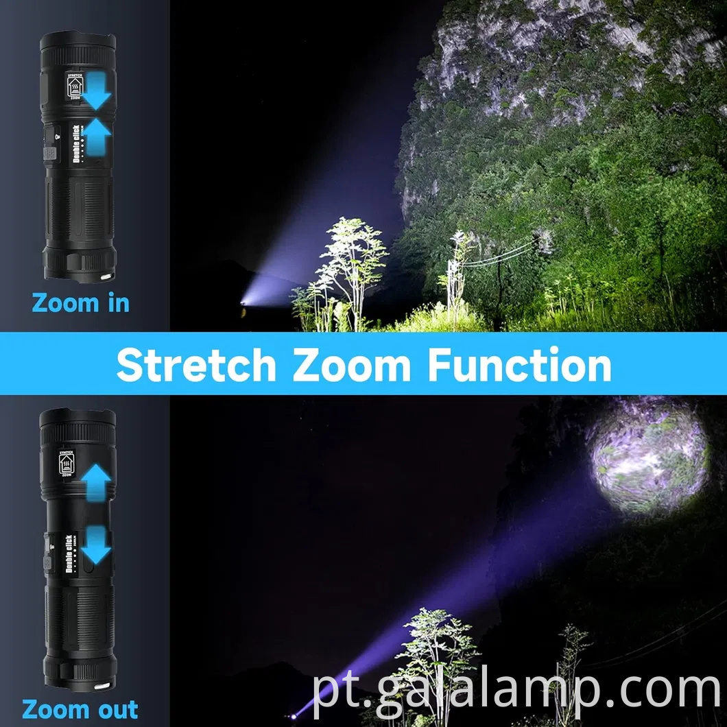 Lanterna LED poderosa com feixe de laser branco para uso ao ar livre